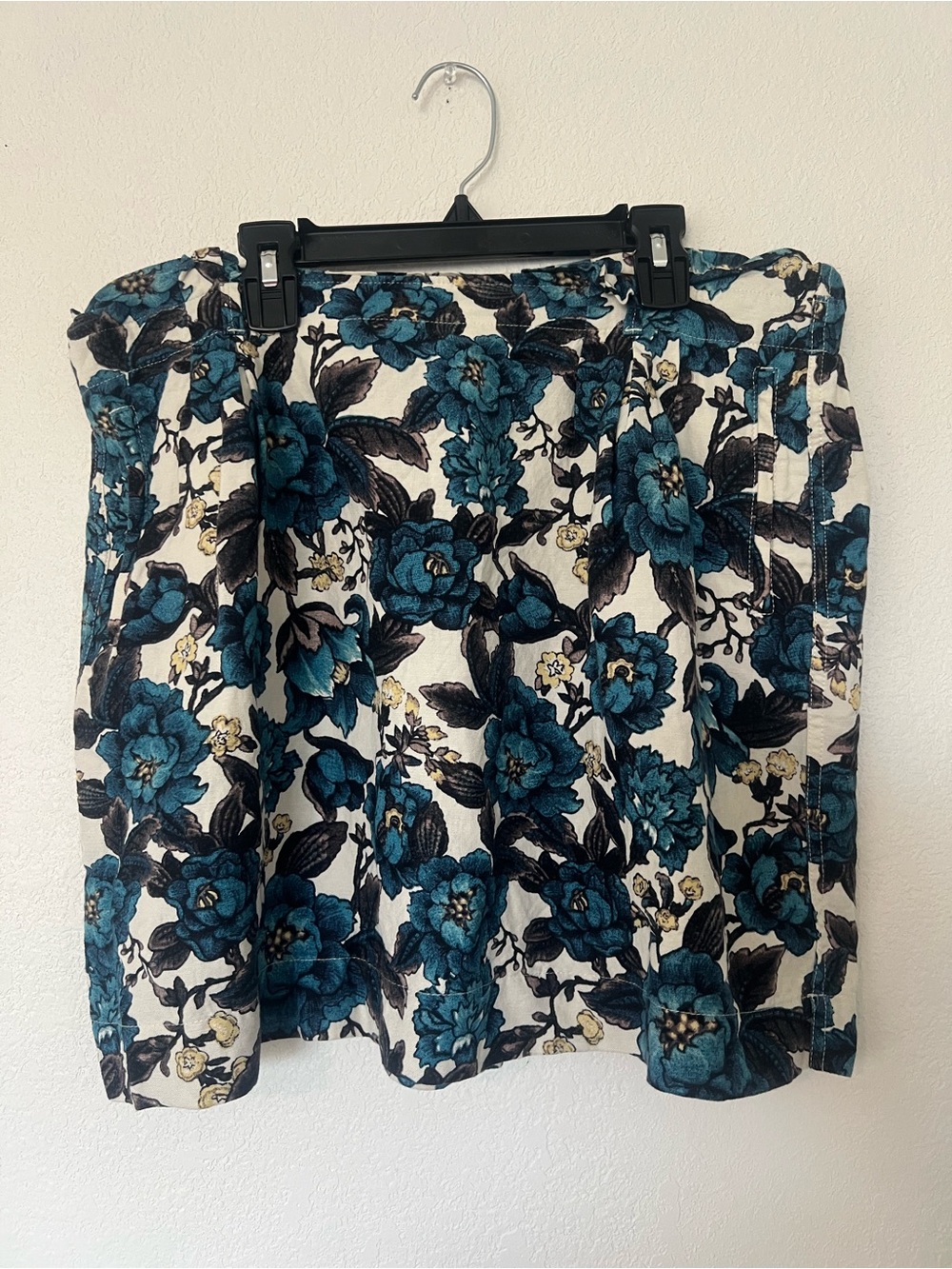 LOFT Teal Floral Mini Skirt on White